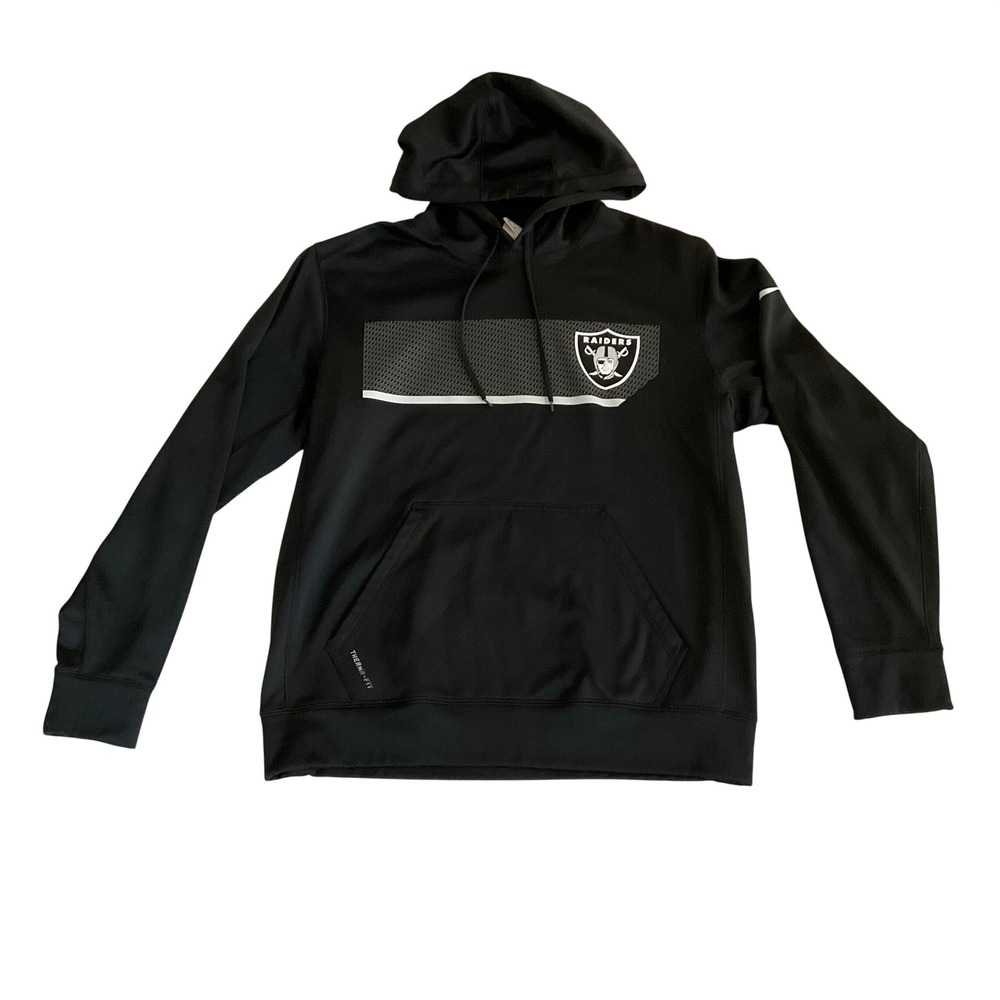 Nike Hoodie Mens Medium Black Oakland Las Vegas Raiders NFL Therma-FIT Pullover